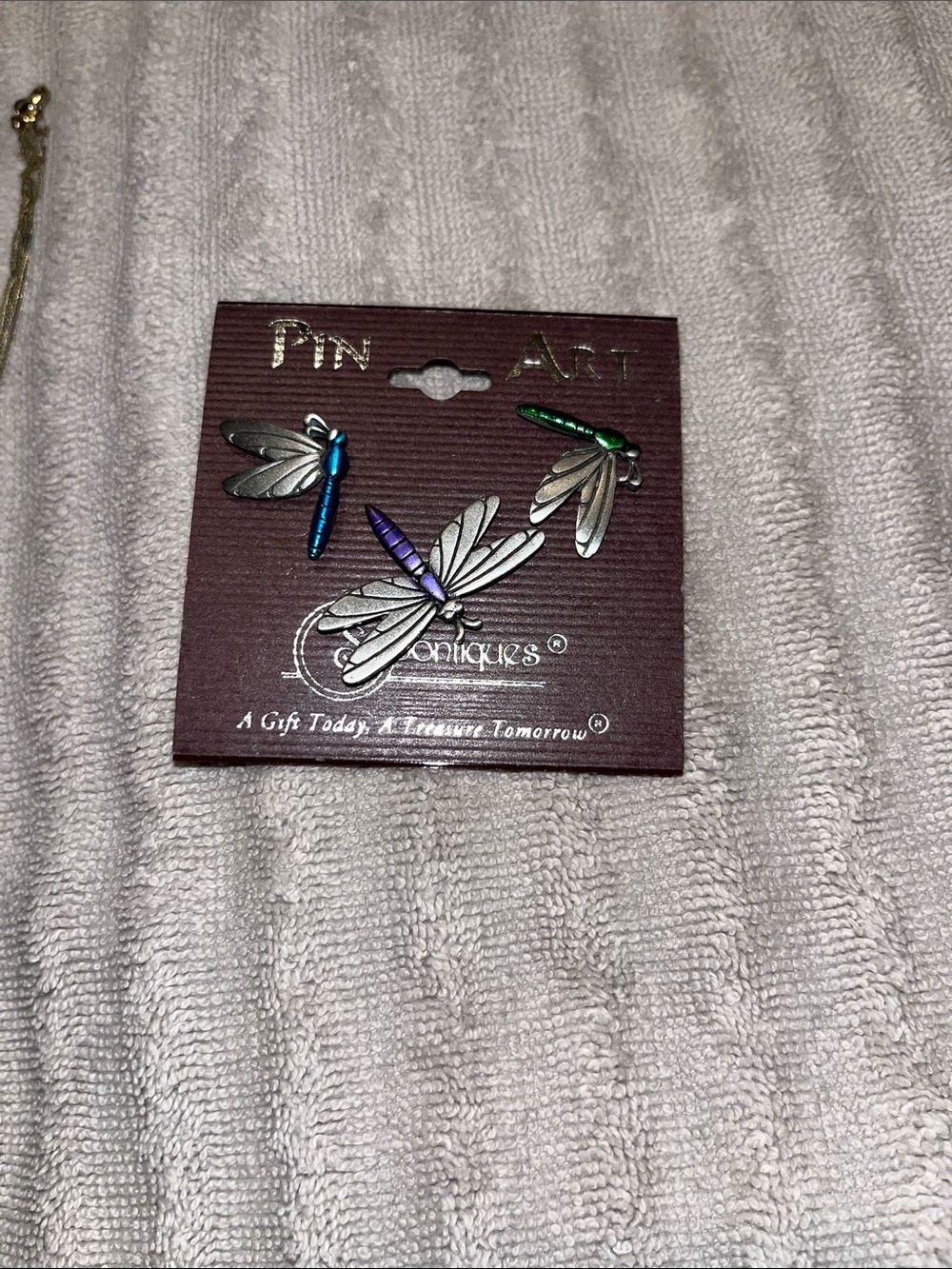 Spoontiques Pin Art Pewter Dragonfly Lapel Pin Set 3 Tri-Color Enamel NWT